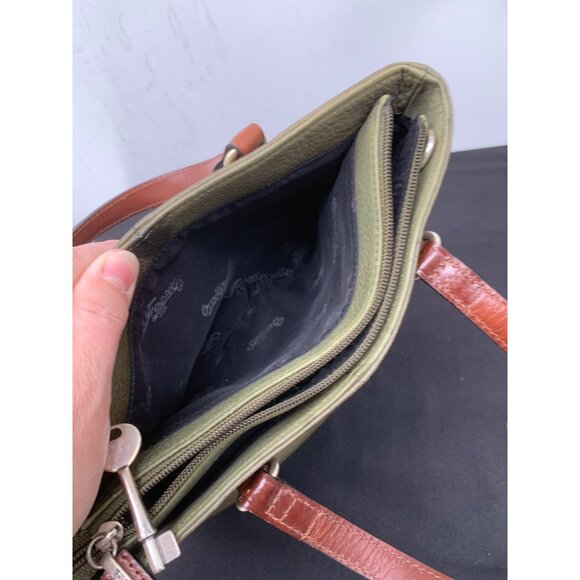 Fossil Keyper Green Brown Leather Shoulder Bag Missing Crossbody Strap - Picture 11 of 13